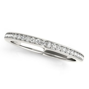 Pave Diamond Accented Wedding Band 14k White Gold 0.20ct - All