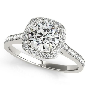 Diamond Accented Halo Engagement Ring in 14k White Gold 1.33ct - All