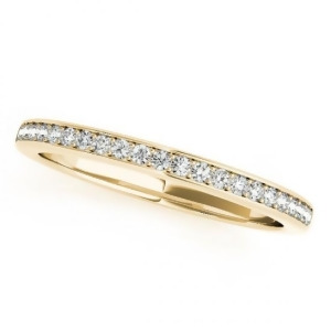 Pave Diamond Accented Wedding Band 14k Yellow Gold 0.20ct - All