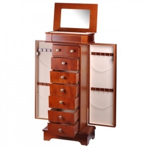 Women's Standing Jewelry Armoire w/ Mirror in Mahogany - All