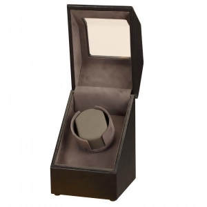 Black Leather and Suede Single Watch Winder w/ Display - All