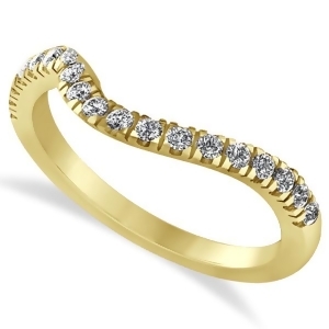 Diamond Semi Eternity Contoured Wedding Band in 14k Yellow Gold 0.29ct - All