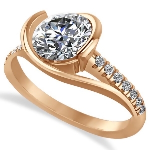Diamond Twisted Engagement Ring in 14k Rose Gold 1.71ct - All