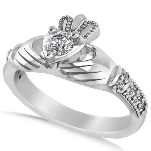 Diamond Claddagh Engagement Ring in 14k White Gold 0.42ct - All