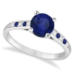 Cathedral Blue Sapphire and Diamond Engagement Ring 14k White Gold 1.20ct - All