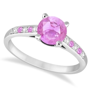 Cathedral Pink Sapphire and Diamond Engagement Ring 14k White Gold 1.20ct - All
