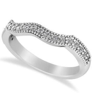 Diamond Accented Contoured Wedding Band in 14k White Gold 0.29ct - All