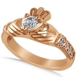 Diamond Claddagh Engagement Ring in 14k Rose Gold 0.42ct - All