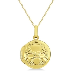 Round Claddagh Locket Pendant Necklace in 14k Yellow Gold - All