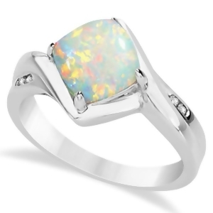 Diamond Accented Opal Fashion Ring in 14k White Gold 1.37ct - All