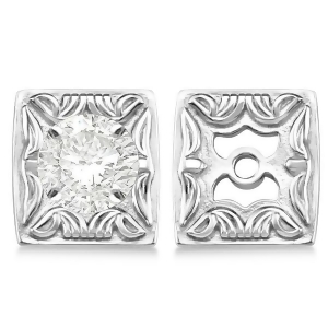 Scrollwork Fashion Earring Jackets in Plain Metal 14k White Gold - All