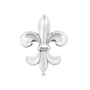 Fleur De Lis Brooch Pin in Plain Metal 14k White Gold - All