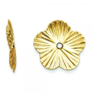 Flower Fancy Earring Jackets in Plain Metal 14k Yellow Gold - All