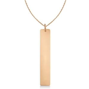 Name Plate Pendant Vertical Bar Necklace 14k Rose Gold - All