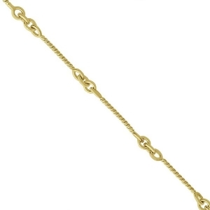 Alternating Cable Chain Link Ankle Bracelet 14k Yellow Gold - All