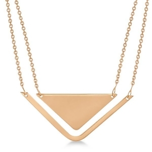 Adjustable Triangle Pendant Layered Necklace 14k Rose Gold - All