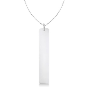 Name Plate Pendant Vertical Bar Necklace 14k White Gold - All