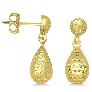 Textured Dangle Teardrop Earrings in 14k Yellow Gold - All