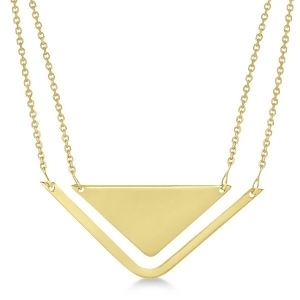 Adjustable Triangle Pendant Layered Necklace 14k Yellow Gold - All