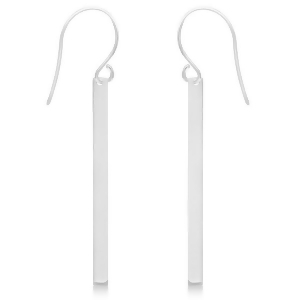 Fishhook Dangling Bar Earrings in 14k White Gold - All