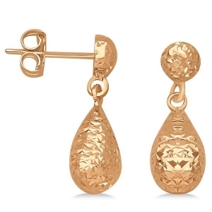 Textured Dangle Teardrop Earrings in 14k Rose Gold - All