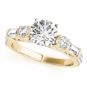 Round and Baguette Diamond Engagement Ring 14k Yellow Gold 1.88ct - All