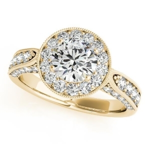 Vintage Milgrain Round Diamond Engagement Ring 18k Yellow Gold 1.75ct - All