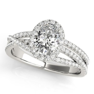 Oval-cut Halo Triple Row Diamond Engagement Ring Platinum 1.38ct - All