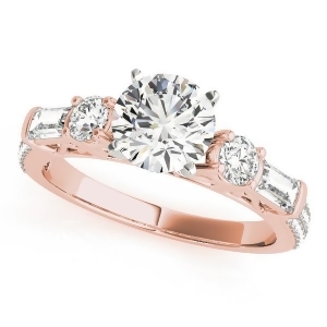Round and Baguette Diamond Engagement Ring 18k Rose Gold 1.88ct - All
