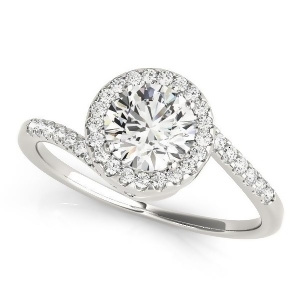 Brilliant Round Bypass Diamond Engagement Ring 14k White Gold 0.70ct - All