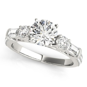 Round and Baguette Diamond Engagement Ring Palladium 1.88ct - All