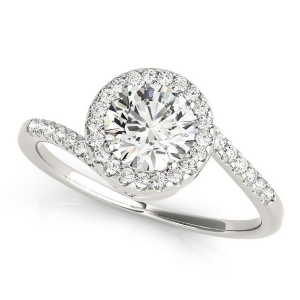 Brilliant Round Bypass Diamond Engagement Ring 18k White Gold 0.70ct - All