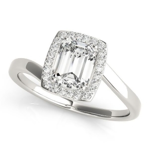 Emerald Bypass Halo Diamond Engagement Ring Palladium 1.13ct - All