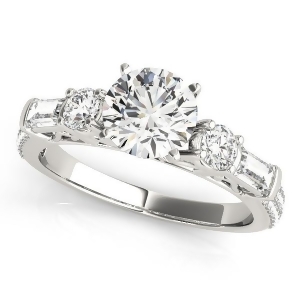 Round and Baguette Diamond Engagement Ring Platinum 1.88ct - All
