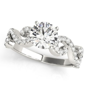 Round Designer Swirl Diamond Engagement Ring 18k White Gold 1.83ct - All