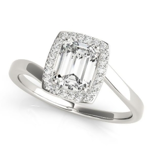 Emerald Bypass Halo Diamond Engagement Ring Platinum 1.13ct - All