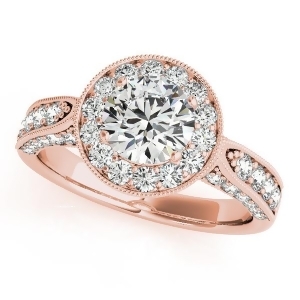 Vintage Milgrain Round Diamond Engagement Ring 14k Rose Gold 1.75ct - All
