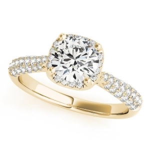 Round-cut Square Halo Pave' Diamond Engagement Ring 18k Yellow Gold 2.33ct - All