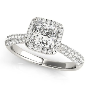 Princess-cut Halo pave' Diamond Engagement Ring Palladium 2.33ct - All