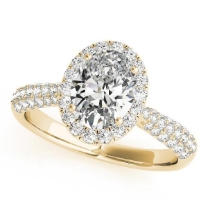 Oval-cut Halo pave' Diamond Engagement Ring 14k Yellow Gold 2.33ct - All