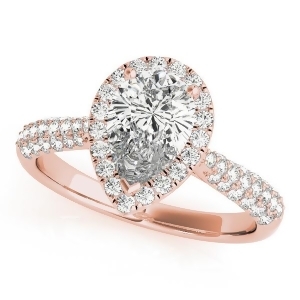 Pear-cut Halo pave' Diamond Engagement Ring 14k Rose Gold 2.38ct - All