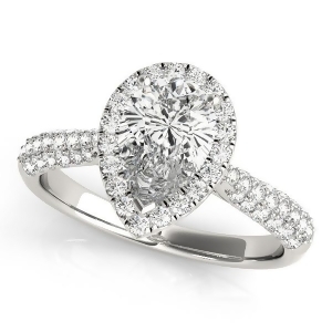 Pear-cut Halo pave' Diamond Engagement Ring 18k White Gold 2.38ct - All