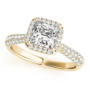 Princess-cut Halo pave' Diamond Engagement Ring 18k Yellow Gold 2.33ct - All