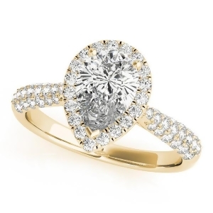 Pear-cut Halo pave' Diamond Engagement Ring 14k Yellow Gold 2.38ct - All