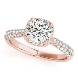Round-cut Square Halo Pave' Diamond Engagement Ring 14k Rose Gold 2.33ct - All