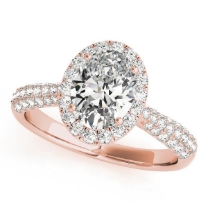 Oval-cut Halo pave' Diamond Engagement Ring 14k Rose Gold 2.33ct - All