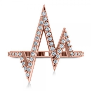Round Diamond Heartbeat Pulse Vital Sign Ring 14k Rose Gold 0.42ct - All