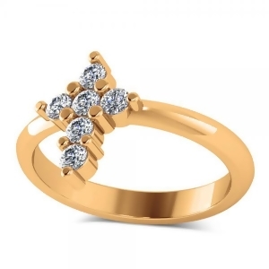 Small Religious Cross Round-Cut Diamond Ring 14k Yellow Gold 0.30ct - All