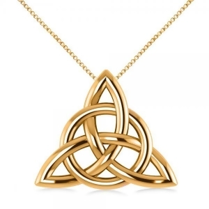 Triangular Irish Trinity Celtic Knot Pendant Necklace 14k Yellow Gold - All