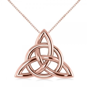 Triangular Irish Trinity Celtic Knot Pendant Necklace 14k Rose Gold - All